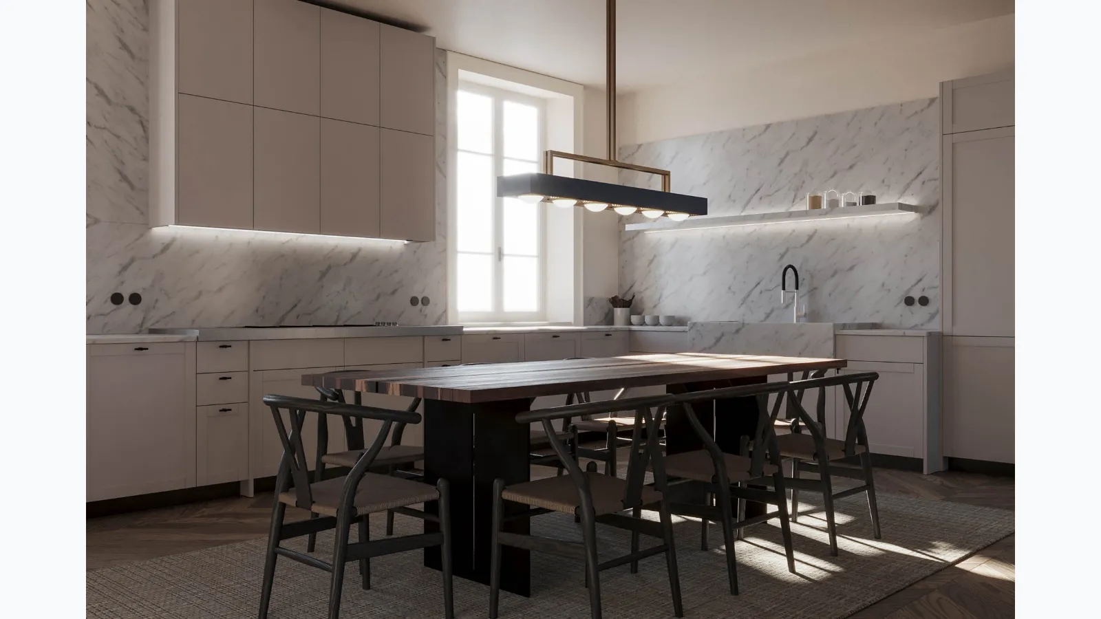 Modern angled kitchen by Scic