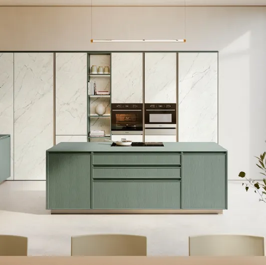 Modern Kitchen with the Sakura 01 Island in Lacquered Ash by Veneta Cucine