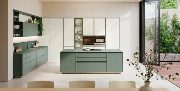 Modern Kitchen with the Sakura 01 Island in Lacquered Ash by Veneta Cucine