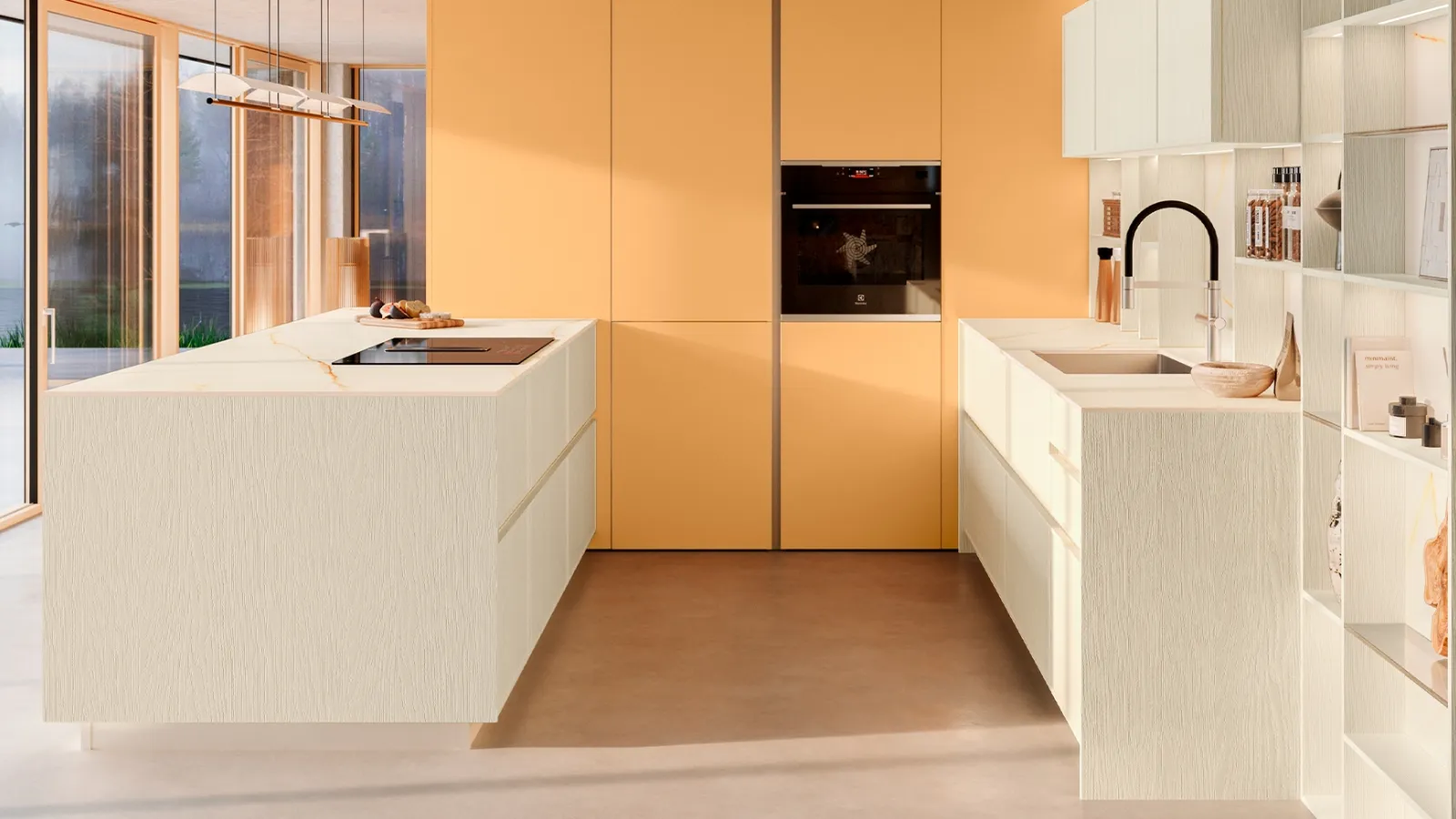 Modern kitchen with the Sakura 11 peninsula by Veneta Cucine