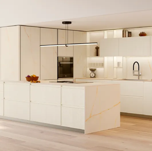Modern Kitchen Sakura 13 in White-Lacquered Ash by Veneta Cucine
