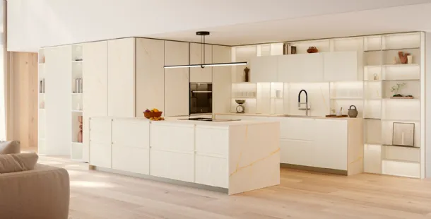 Modern Kitchen Sakura 13 in White-Lacquered Ash by Veneta Cucine