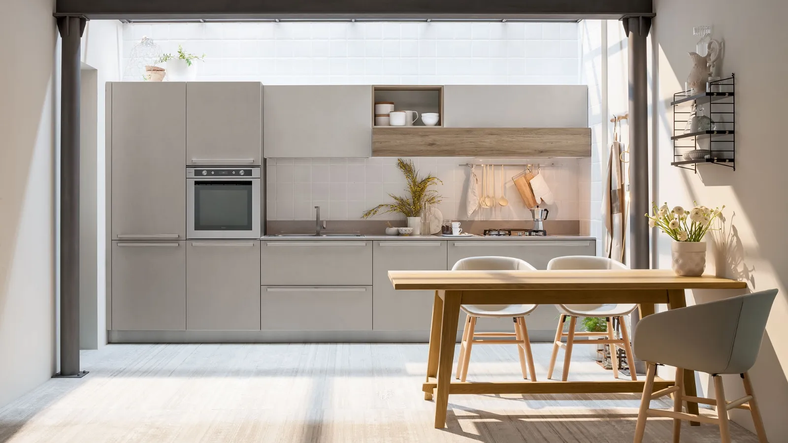 Modern linear kitchen Start-Time 09 by Veneta Cucine.
