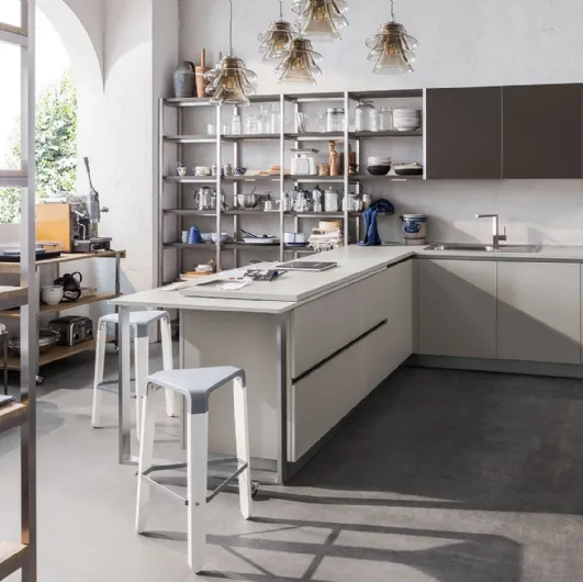 Modern Kitchen Start-Time J 07 in Anthracite and Grey finish by Veneta Cucine.