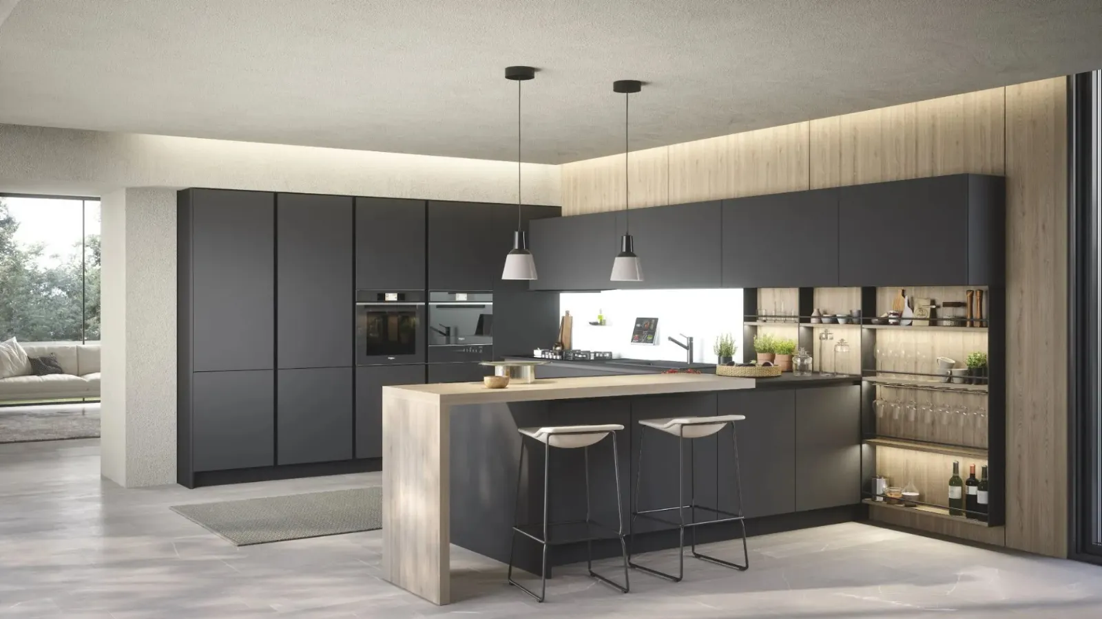 Modern kitchen with peninsula Trend Grip by Forma Cucine
