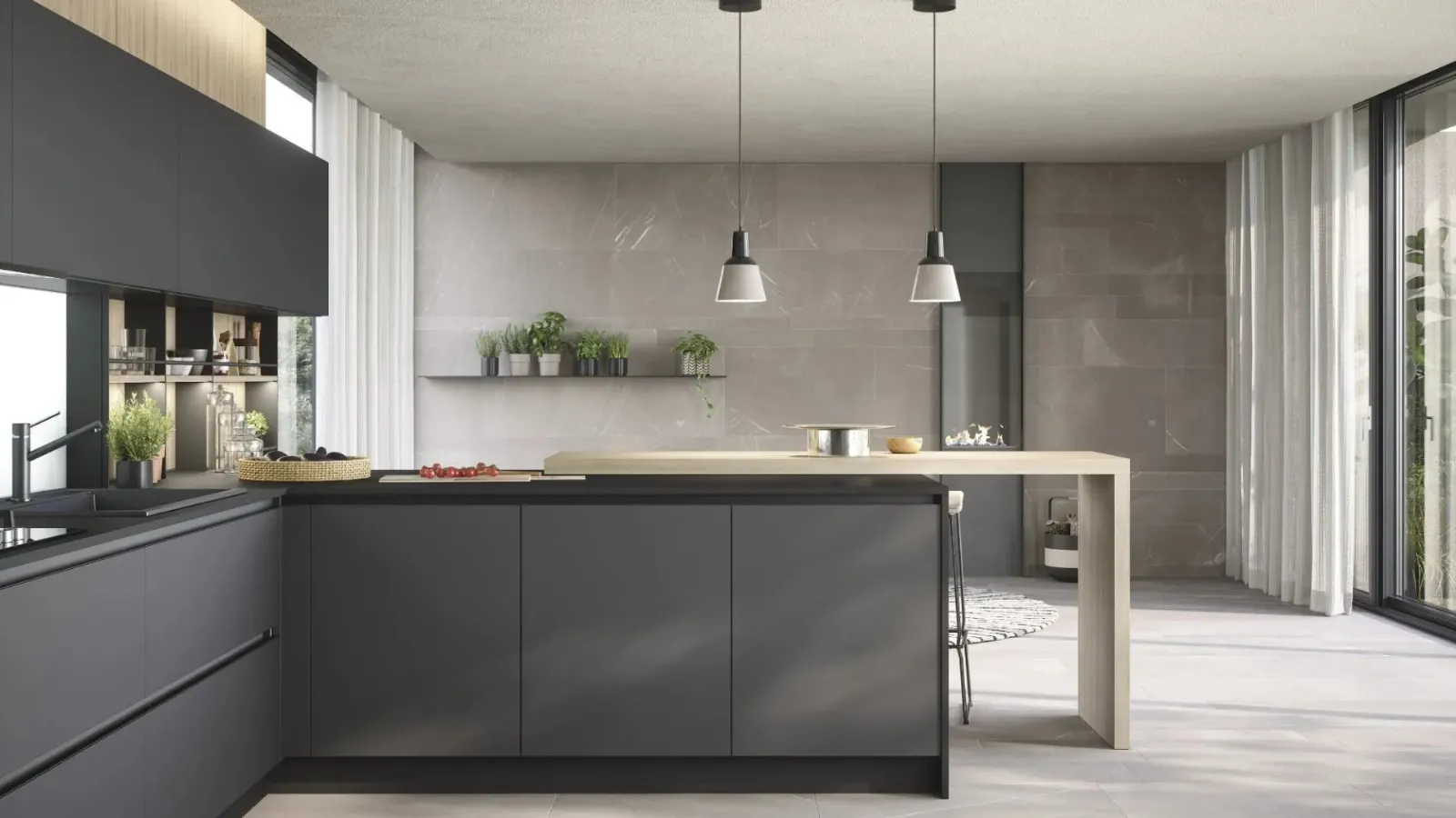 Modern kitchen with peninsula Trend Grip by Forma Cucine