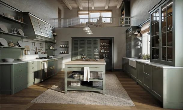 Shabby Chic kitchen in lacquered Alma Rose wood by Marchi.