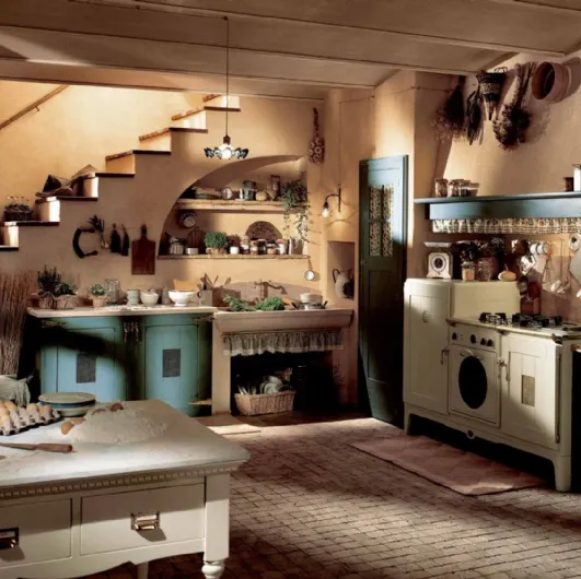 Corner Shabby Chic kitchen in lacquered wood Doria by Marchi.