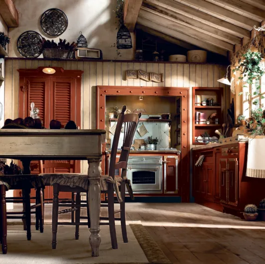 Corner Shabby Chic kitchen Incontrada in lacquered wood by Marchi.