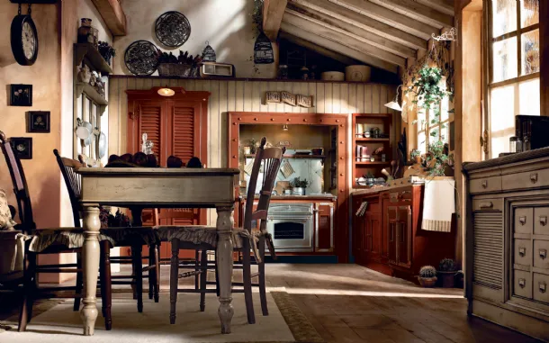 Corner Shabby Chic kitchen Incontrada in lacquered wood by Marchi.