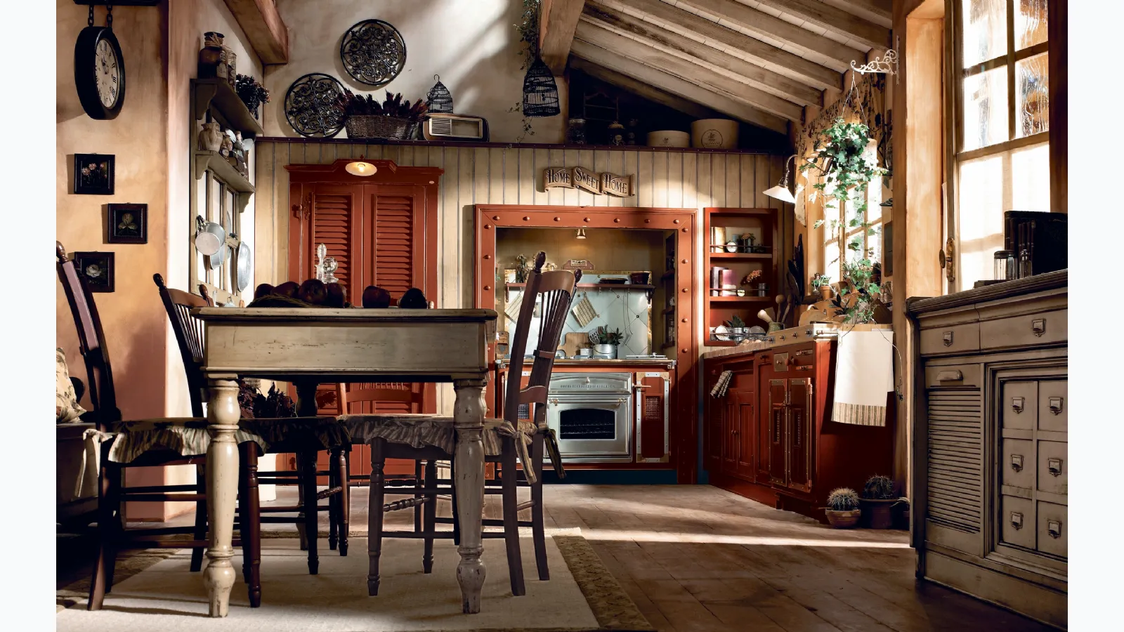 Corner Shabby Chic kitchen Incontrada in lacquered wood by Marchi.