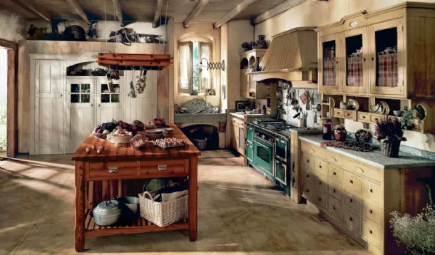 Shabby Chic kitchen with Incontrada island by Marchi