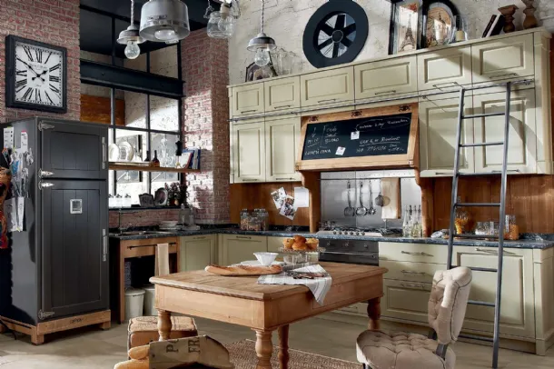 Corner Shabby Chic kitchen Nolita in lacquered wood by Marchi.