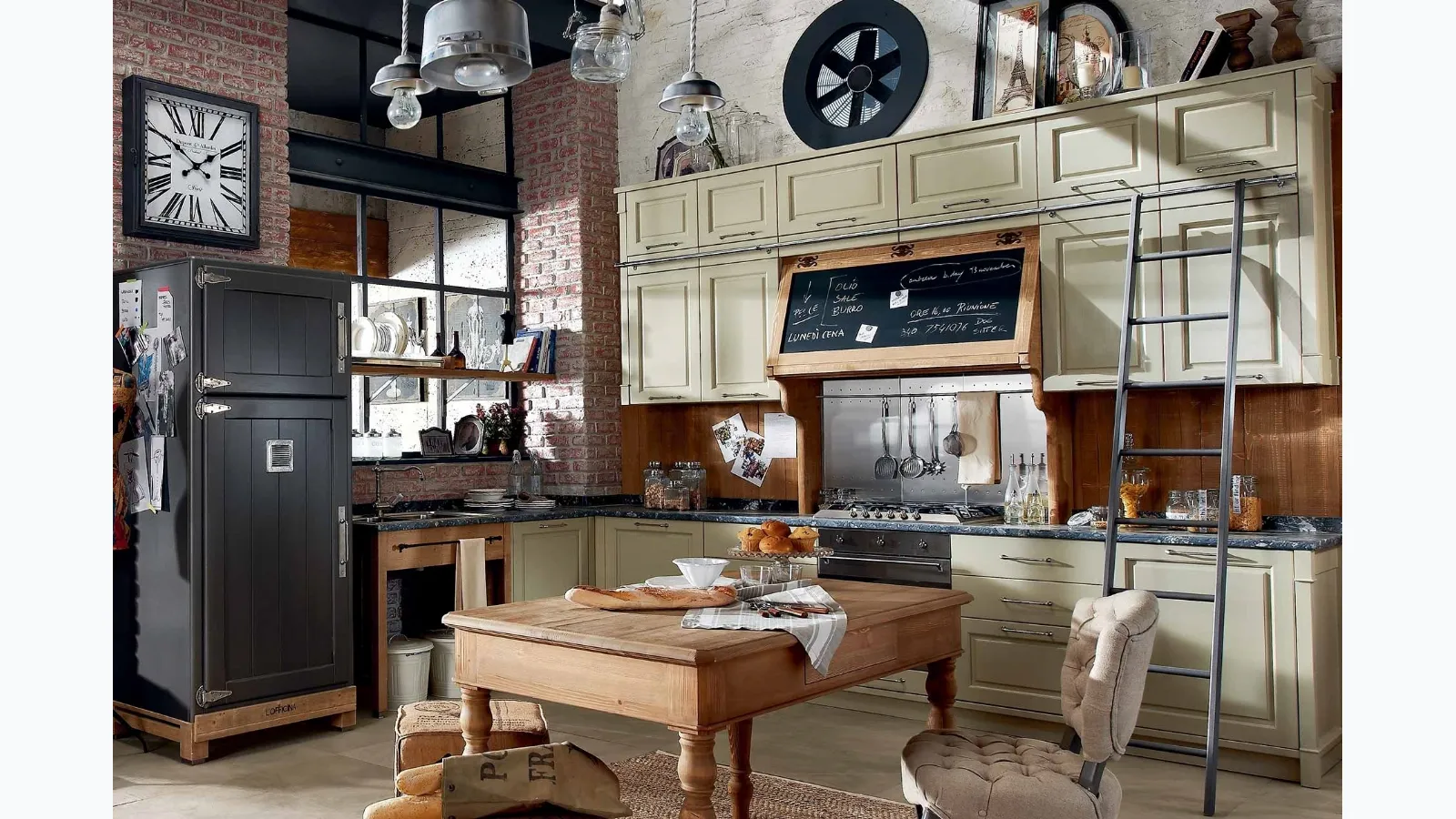 Corner Shabby Chic kitchen Nolita in lacquered wood by Marchi.
