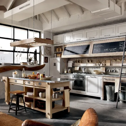 Linear Shabby Chic Nolita kitchen in lacquered wood by Marchi.