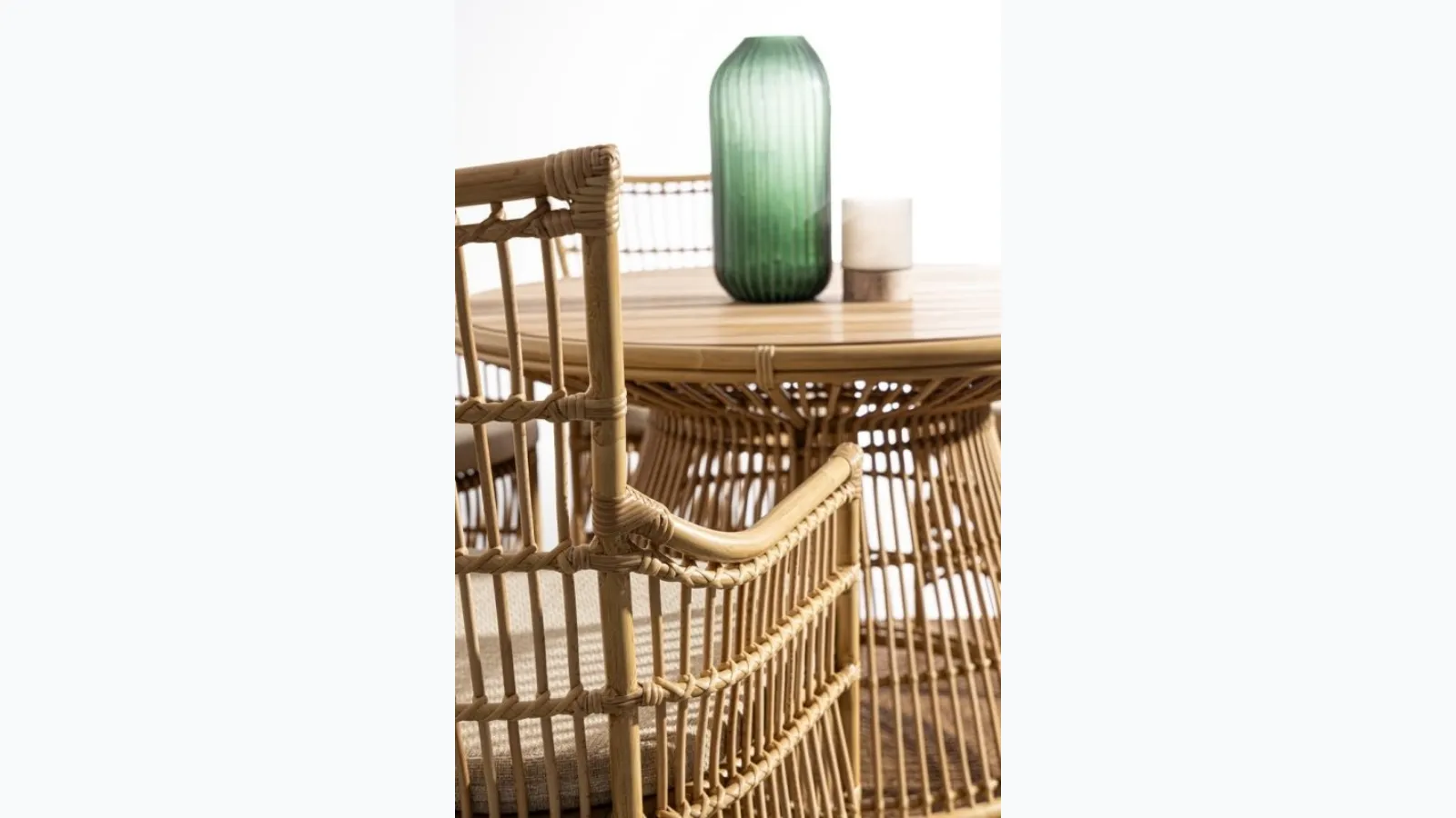 Table and Chairs in aluminum with rattan effect Adelma by Bizzotto