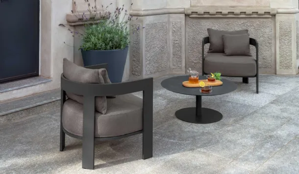 Argo Alu aluminum and padded fabric armchair by Talenti.