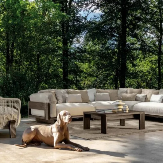 Outdoor furniture in Argo Wood fabric by Talenti.