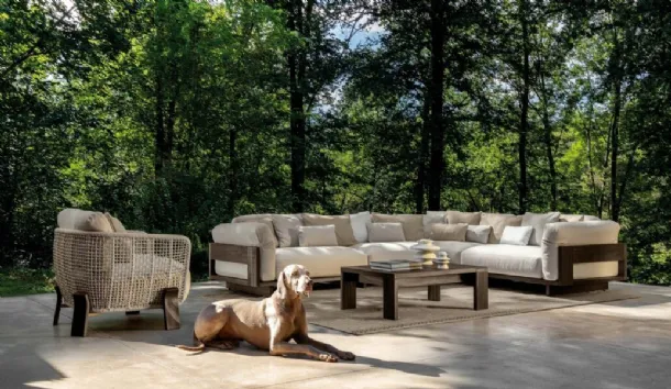Outdoor furniture in Argo Wood fabric by Talenti.