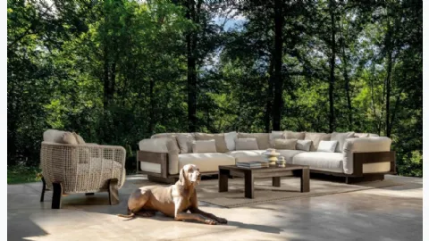Outdoor furniture in Argo Wood fabric by Talenti.