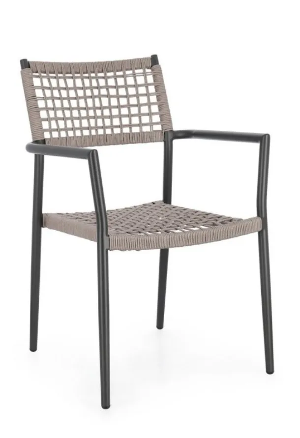 Caleta chair in rope and aluminum by Bizzotto.