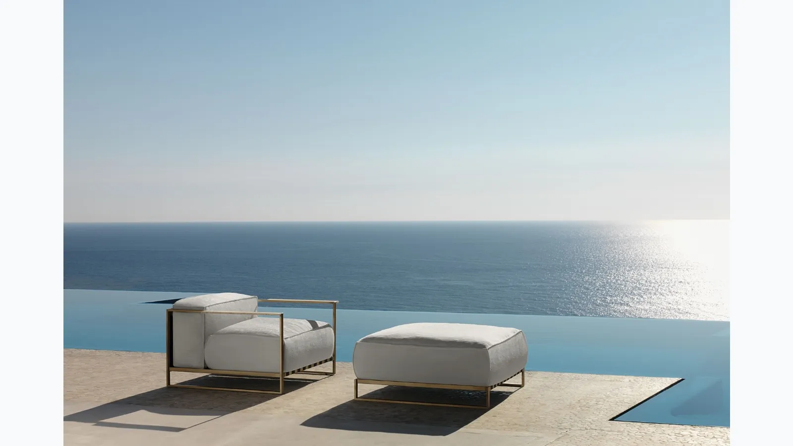 Armchair and Ottoman Casilda in fabric and metal by Talenti