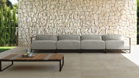 Casilda wooden coffee table with Talenti marble slats