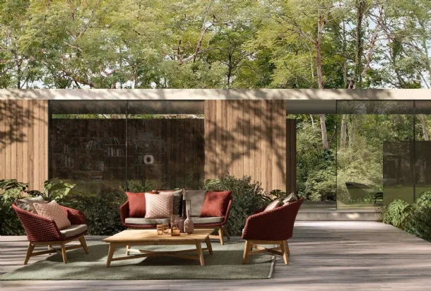 Outdoor furniture in fabric and wood Coachella by Bizzotto.