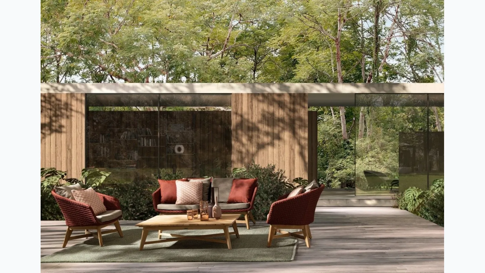 Outdoor furniture in fabric and wood Coachella by Bizzotto.