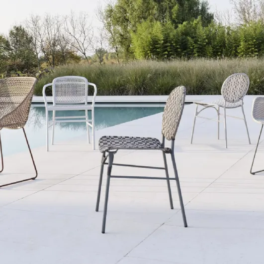 Colette chair in steel with Colette Resin weave by Gervasoni.