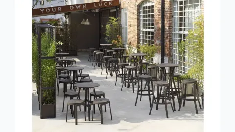 Tables and stools for outdoor Combo by Nardi.