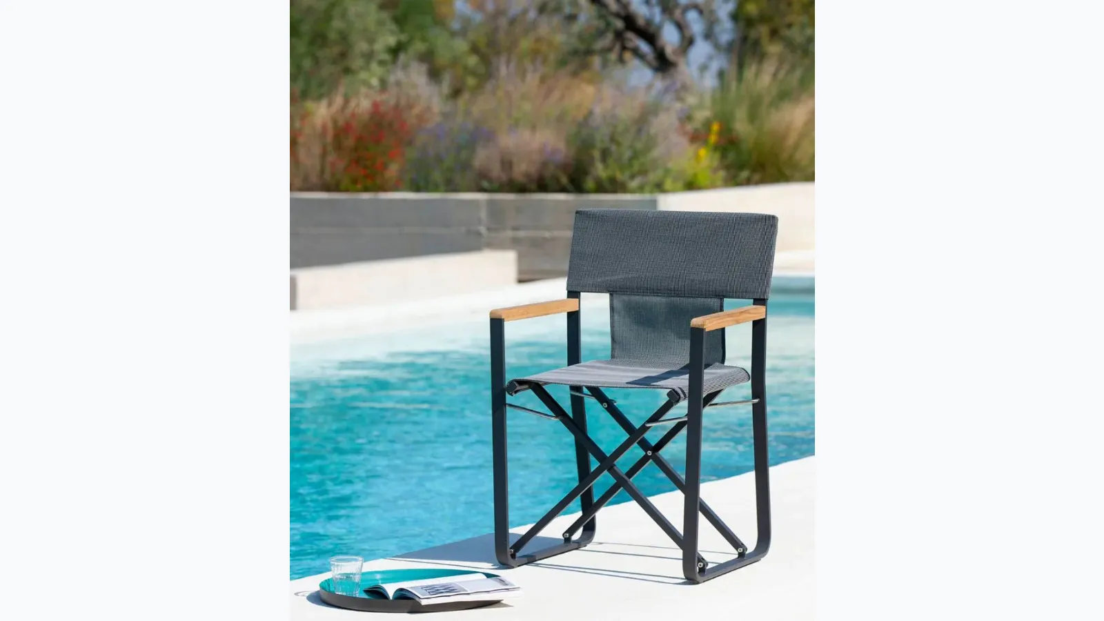 Cosette armchair in aluminum and polypropylene fabric by Unopiu.