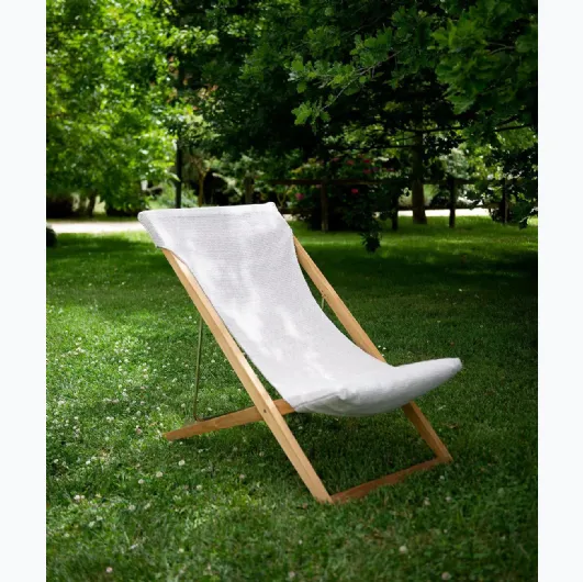 Cosette sun lounger in fabric and teak by Unopiu