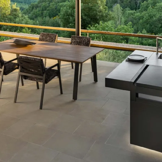Wooden table and padded Cottage chairs by Talenti.