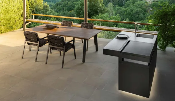Wooden table and padded Cottage chairs by Talenti.