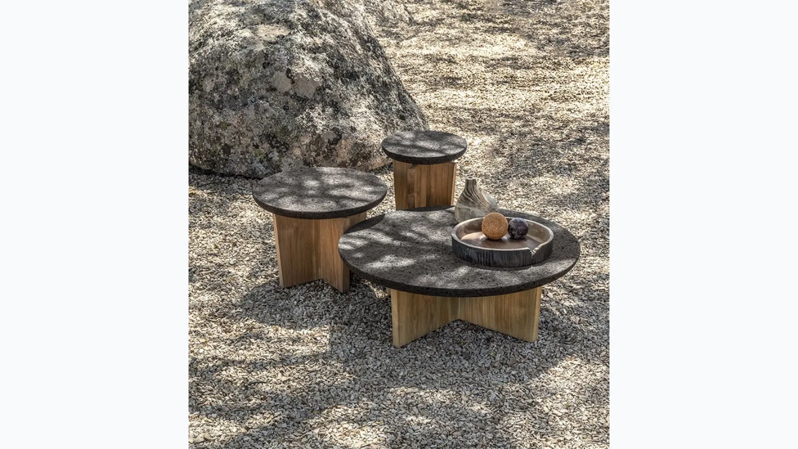 Cross Coffee Table in Teak with cork top by Ethimo