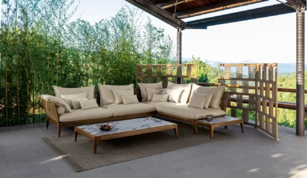 Cruise Teak Coffee Table in ceramic and wood by Talenti.