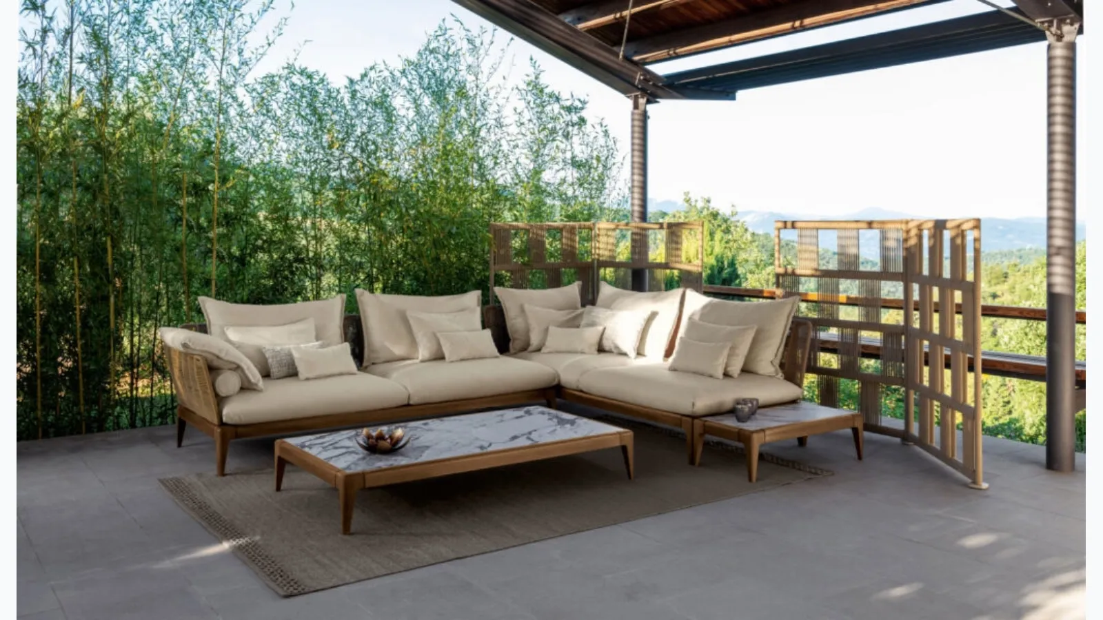 Cruise Teak Coffee Table in ceramic and wood by Talenti.