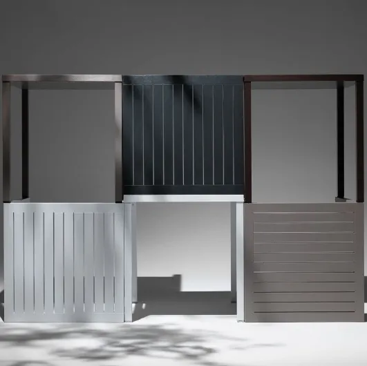 Square outdoor table Cube in polypropylene with painted steel structure by Nardi.
