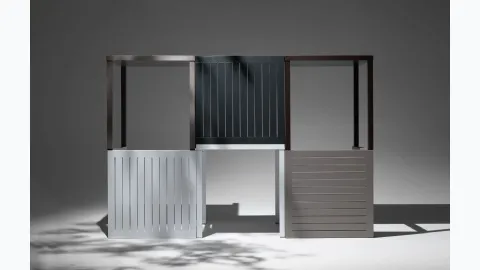 Square outdoor table Cube in polypropylene with painted steel structure by Nardi.