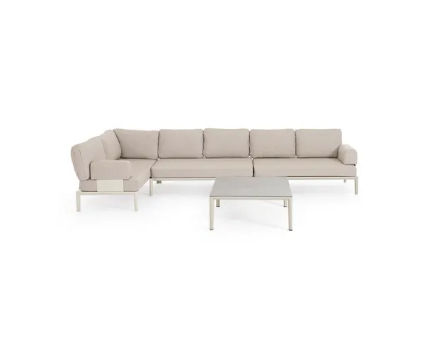 Gerald modular sofa in aluminum and upholstered fabric by Bizzotto