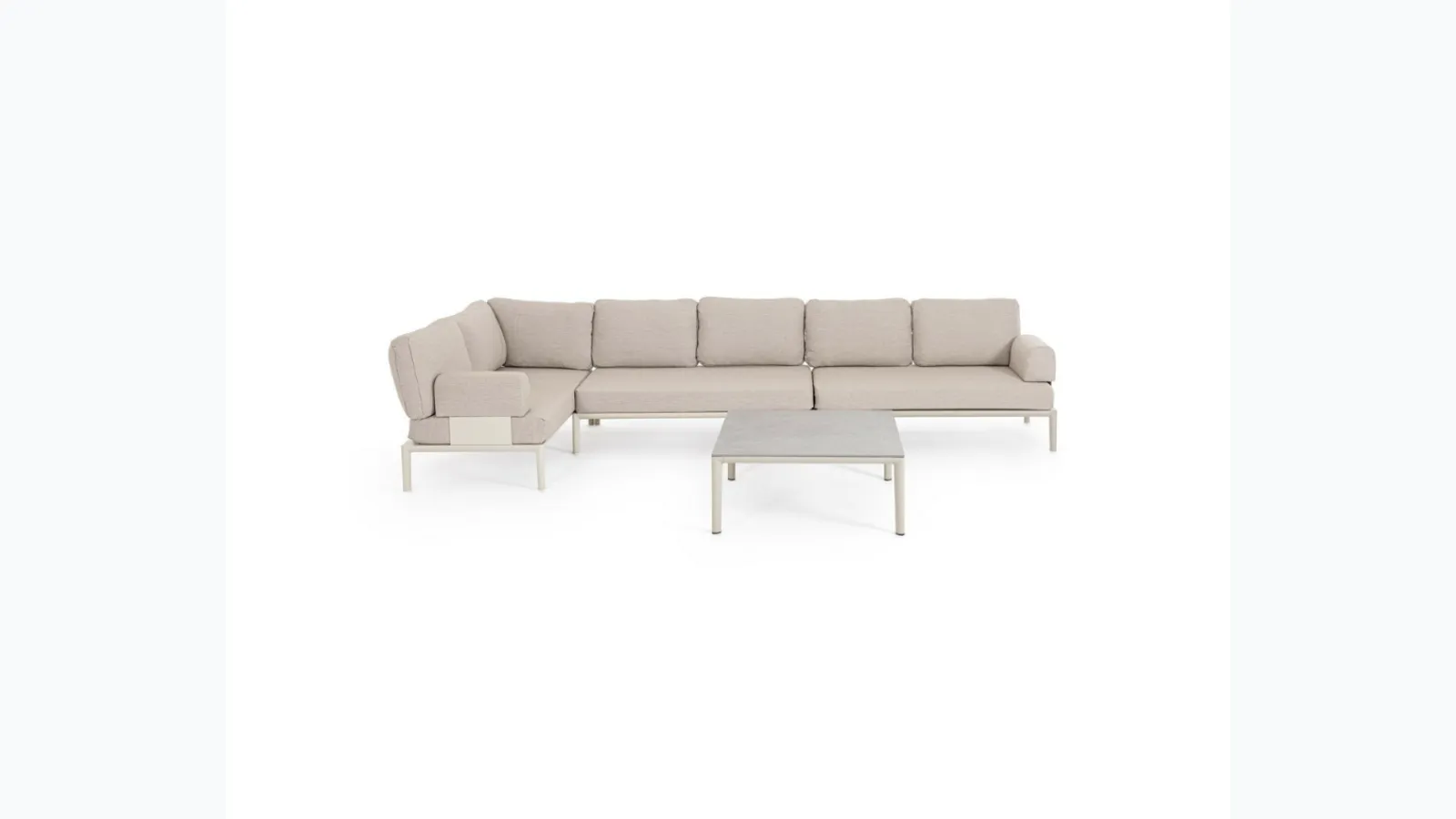 Gerald modular sofa in aluminum and upholstered fabric by Bizzotto