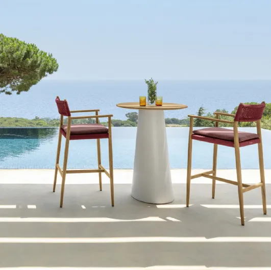 Dolcevita stool in fabric and wood by Talenti