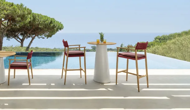 Dolcevita stool in fabric and wood by Talenti