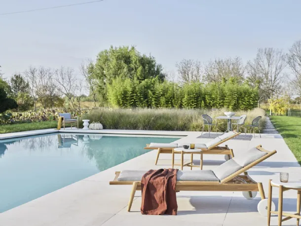 Sunbed Eidos in teak by Gervasoni