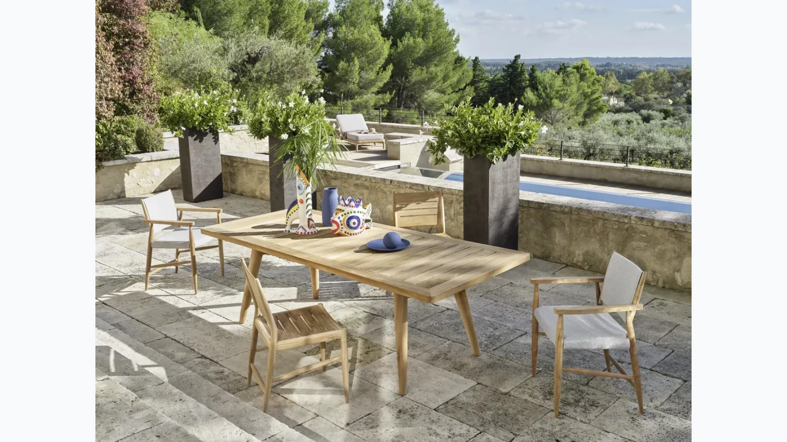 Rectangular Eidos table in teak by Gervasoni