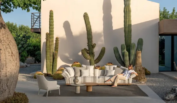 Elton sofa upholstered in fabric by Talenti.