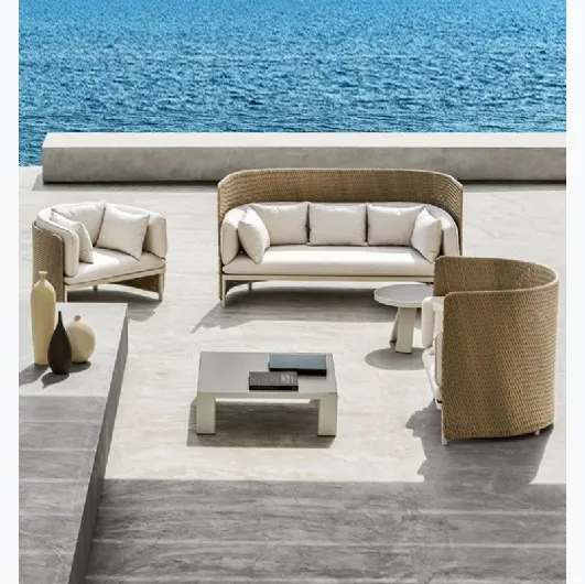 Natwick Sand and aluminum Esedra living room by Ethimo