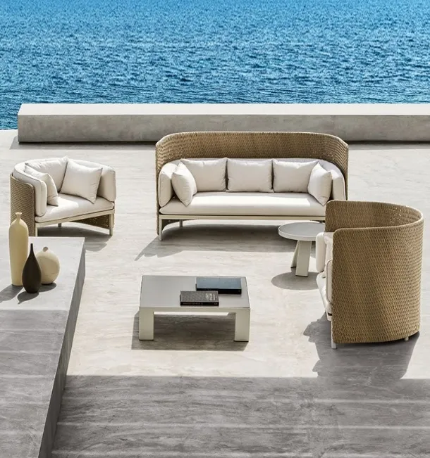 Natwick Sand and aluminum Esedra living room by Ethimo