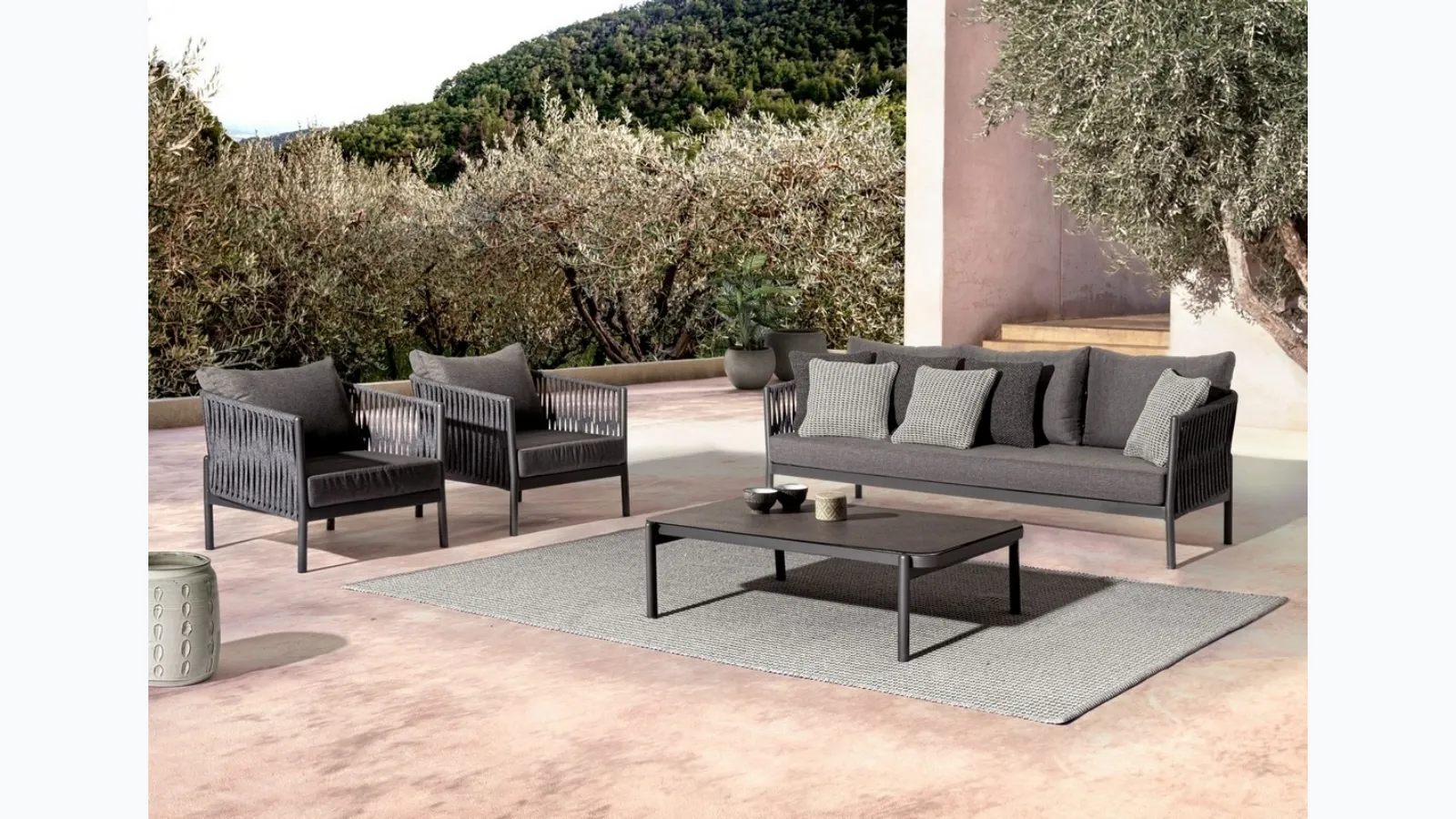 Outdoor furniture Florencia in rope, aluminum, and Bizzotto fabric